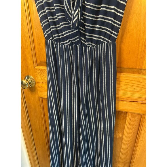 Caution-To-The-Wind Women's Small 13x52 Blue Striped Tie-Front Jumpsuit Romper - Picture 3 of 7